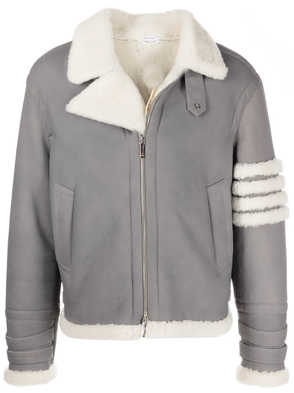 

Thom Browne four-bar biker jacket - Grey