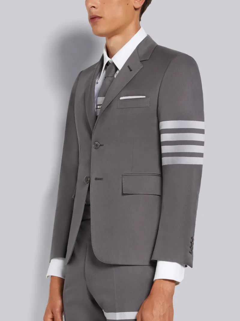 Medium Grey Cotton Suiting Engineered 4-Bar Classic Jacket | Thom