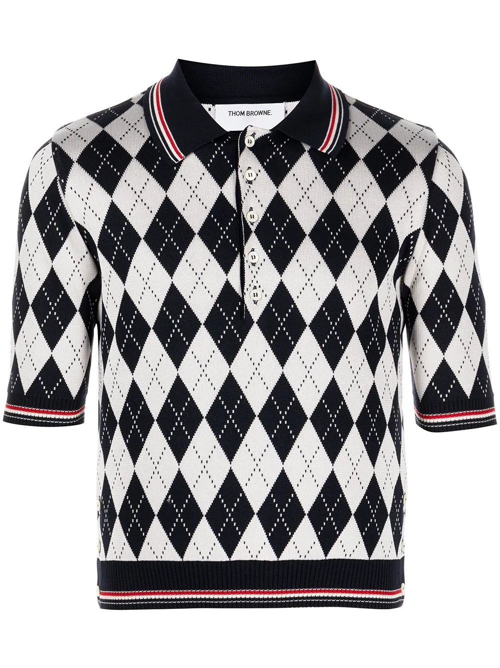 

Thom Browne playera tipo polo con ribete RWB - Negro