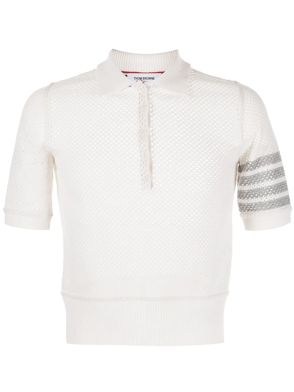 

Thom Browne 4-Bar cashmere mesh polo shirt - White