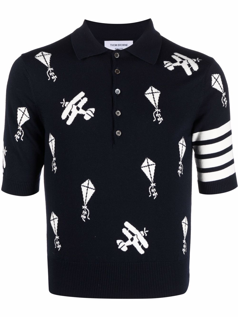 Thom Browne Sky Icons intarsia polo shirt - Blue