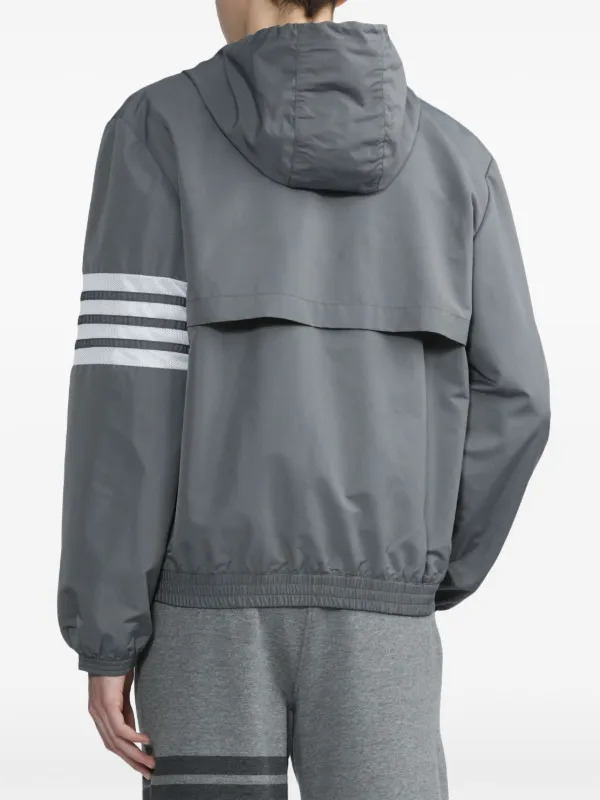 Thom Browne 4-Bar Stripe Hooded Jacket | Grey | FARFETCH