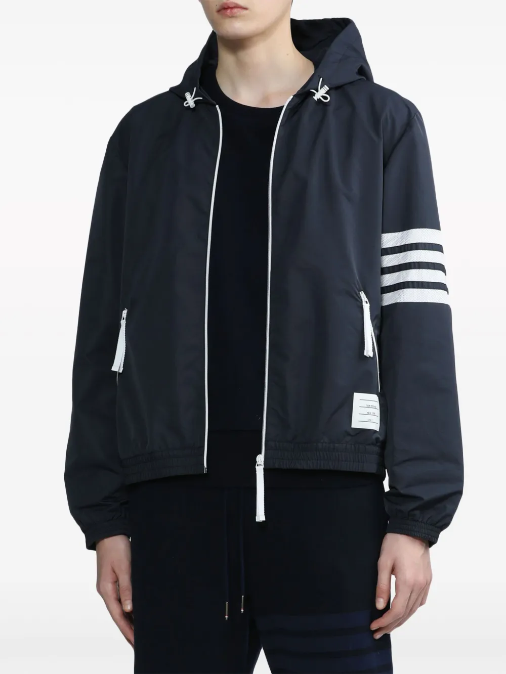  Thom Browne 4-bar Stripe Hooded Jacket - Blue 