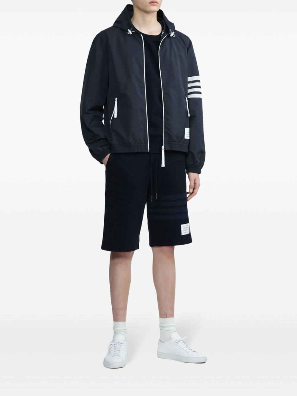 Thom Browne 4-Bar stripe hooded jacket - Blue