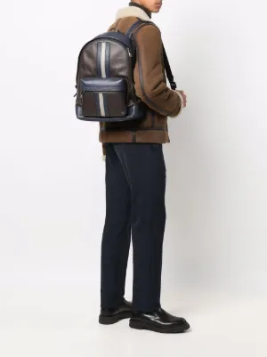 bryant retro stripe leather backpack