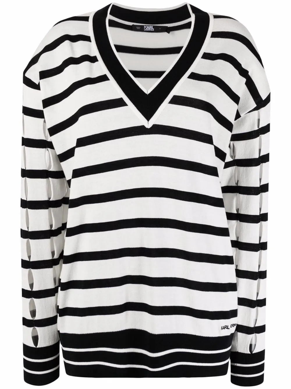 

Karl Lagerfeld striped V-neck jumper - Black