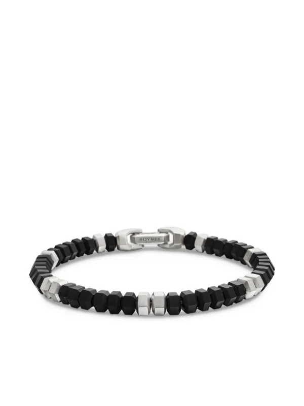 David Yurman Sterling Silver Hex Bead Bracelet (6mm) in Black