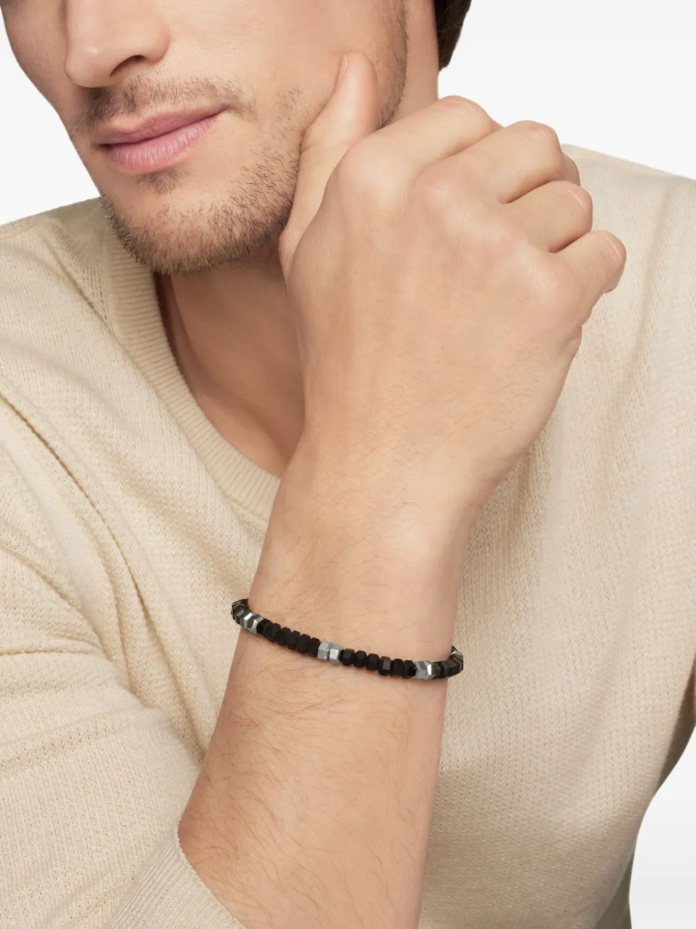  David Yurman Hex Bead Armband Aus Sterlingsilber 6mm   Schwarz 