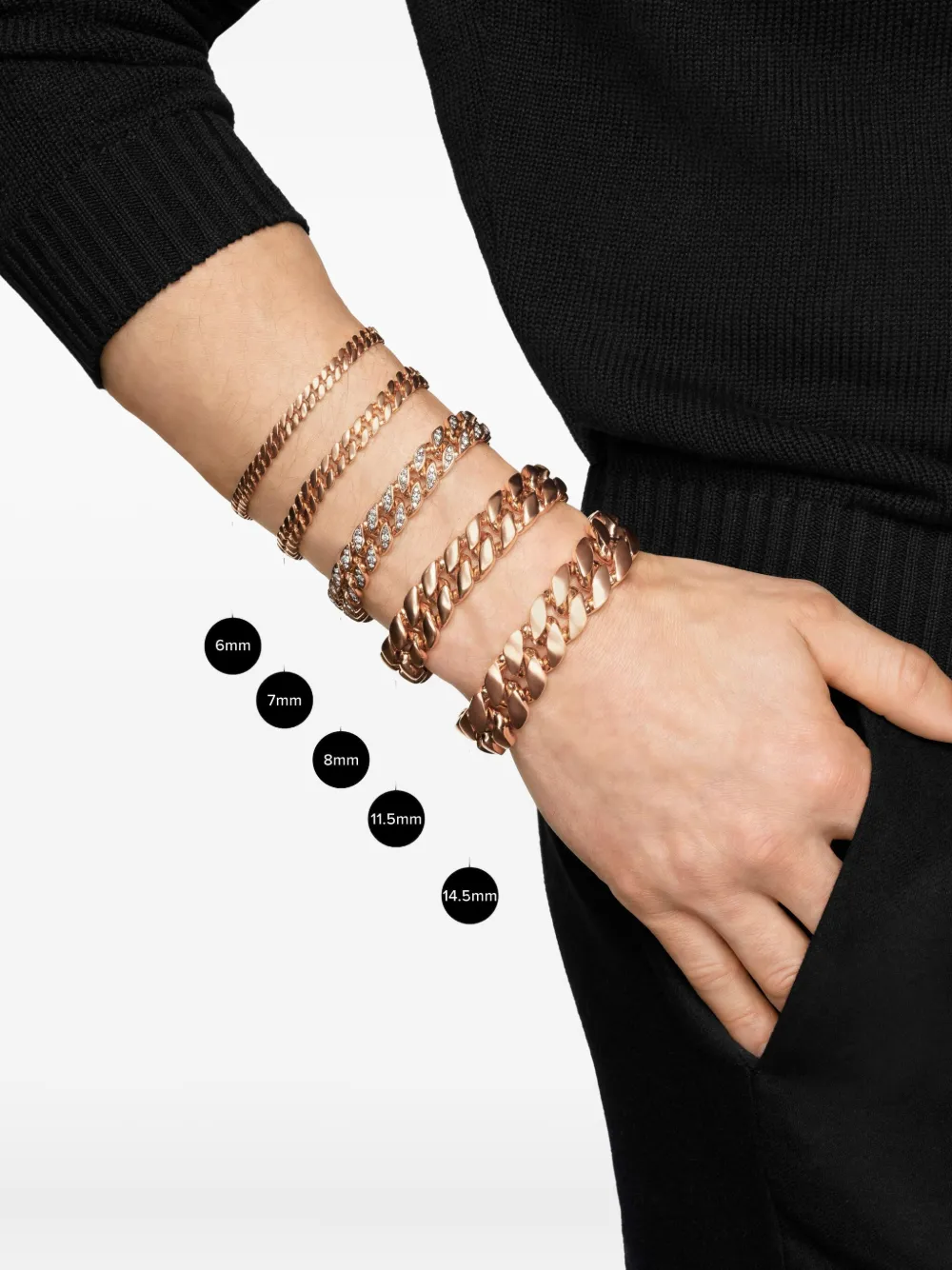 David Yurman 18K玫瑰金锁链手链（8毫米） | Image 2