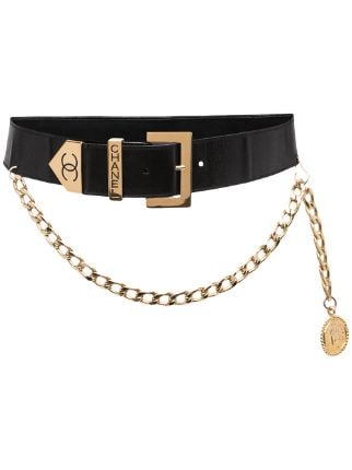 CHANEL Pre-Owned chain-link Detail Leather Belt - Farfetch