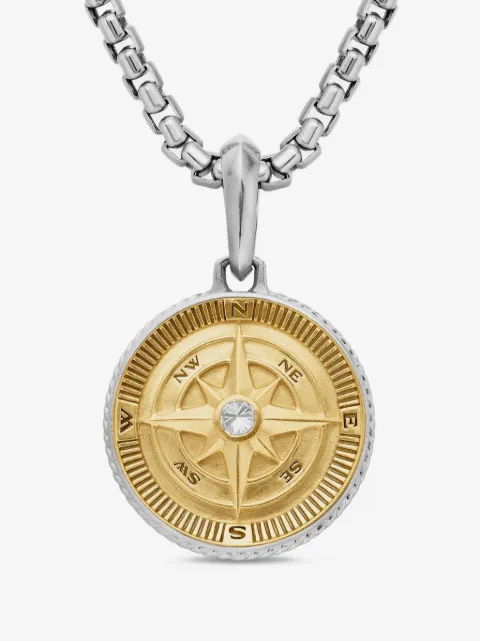 David Yurman 18kt yellow gold and sterling silver Maritime Compass diamond amulet (29.5mm)
