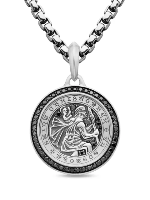 David Yurman St. Christopher ダイヤモンド アミュレット 34.5mm スターリングシルバー