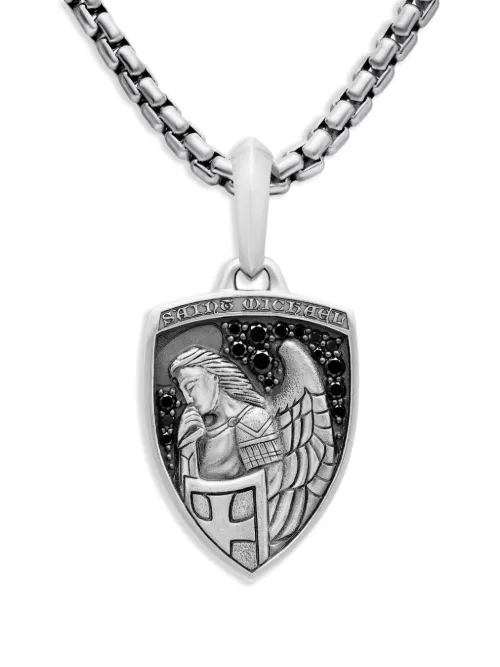 Pendentif St. Michael en sterling pavé de diamants (26 mm) - David Yurman - Modalova