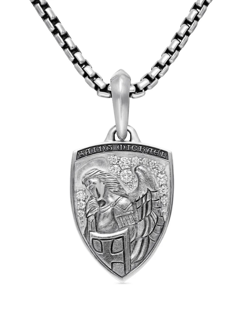 David Yurman St. Michael ダイヤモンド アミュレット 26mm スターリングシルバー - シルバートーン David Yurman St. Michael ダイヤモンド アミュレット 26mm スターリングシルバー - シルバートーン