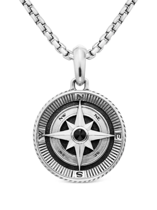 David Yurman Sterling Silver Maritime Compass Diamond Amulet