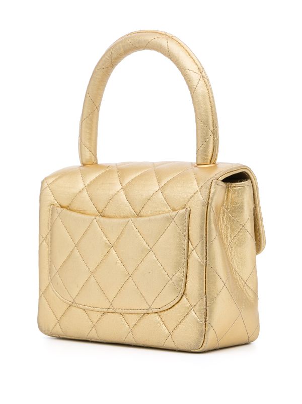 Chanel Pre-owned 1992 Micro Classic Flap Bag - Gold