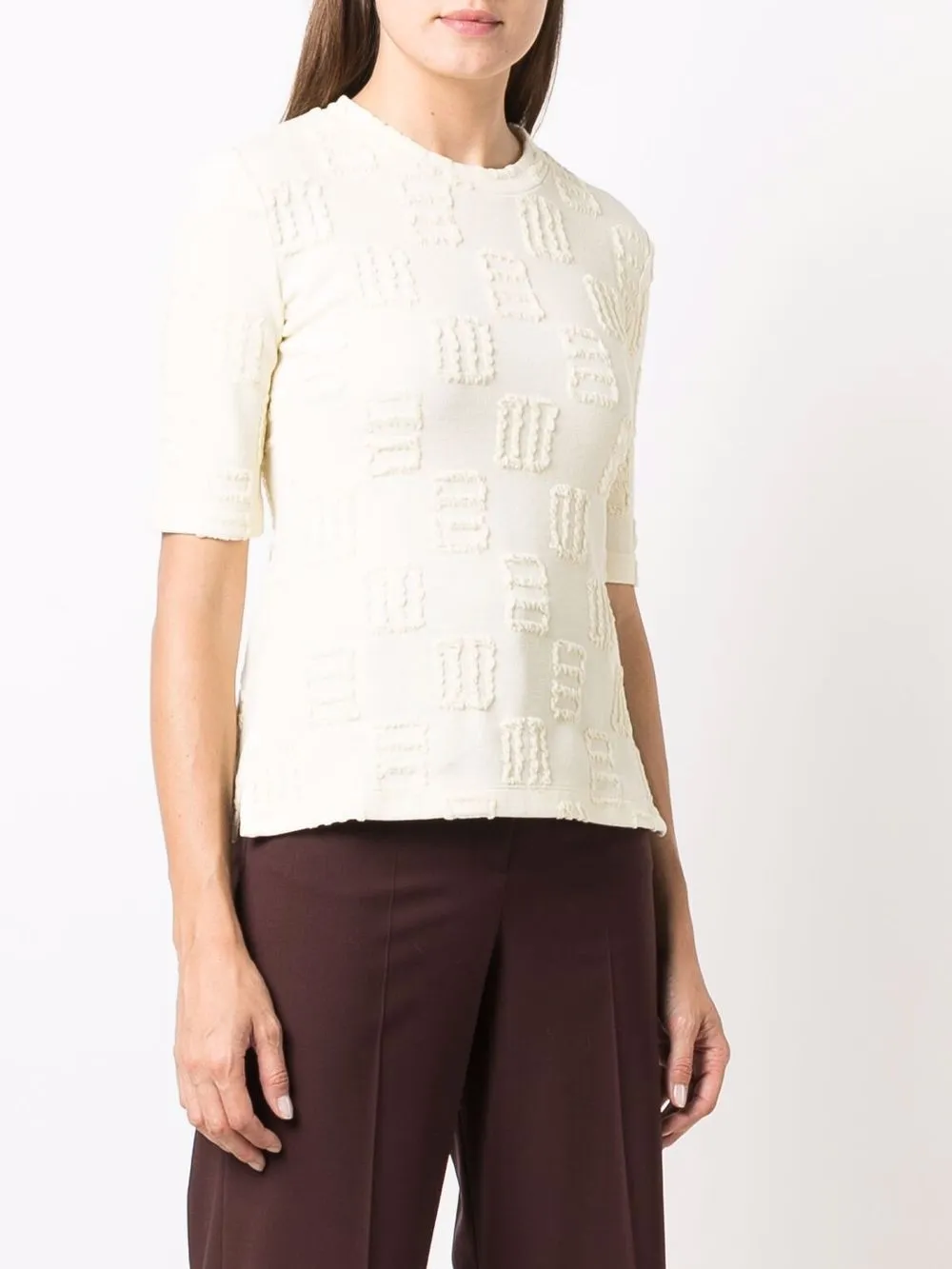 Shop Ambush Monogram-pattern T-shirt In Neutrals