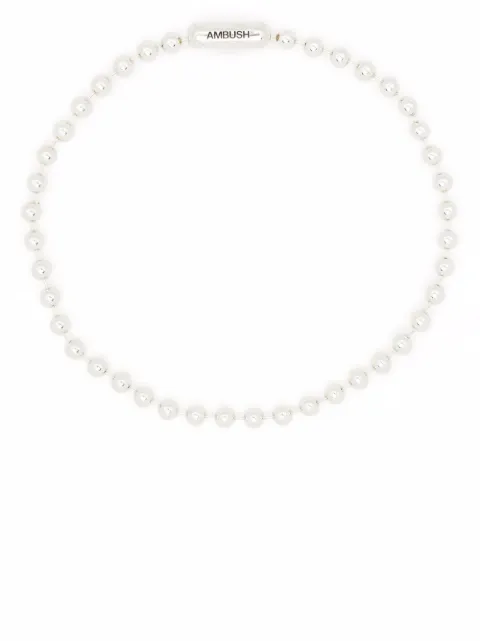 AMBUSH BALL CHAIN SHORT NECKLACE L SILVER NO CO