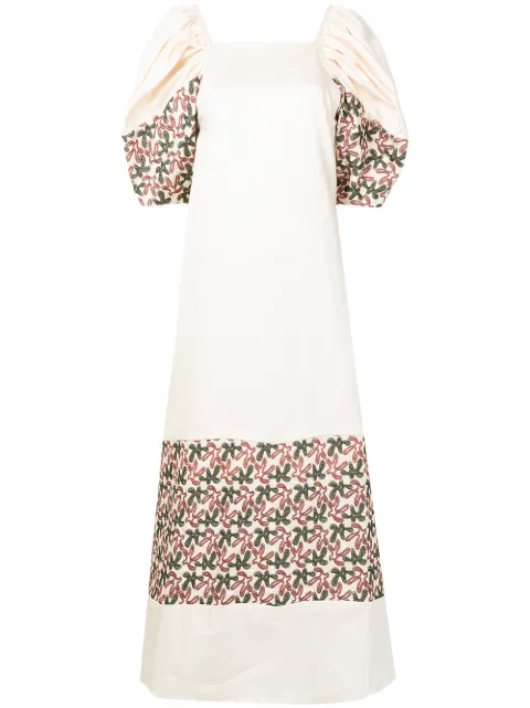 Kika Vargas Ramya printed-panel puff-sleeve dress