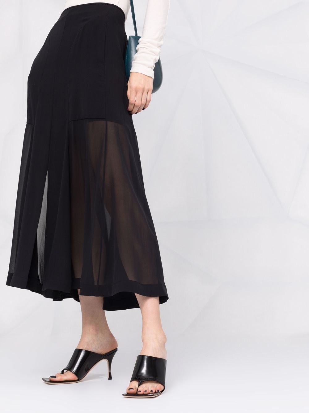 Shop Ferragamo High-waisted Midi Skirt In Black