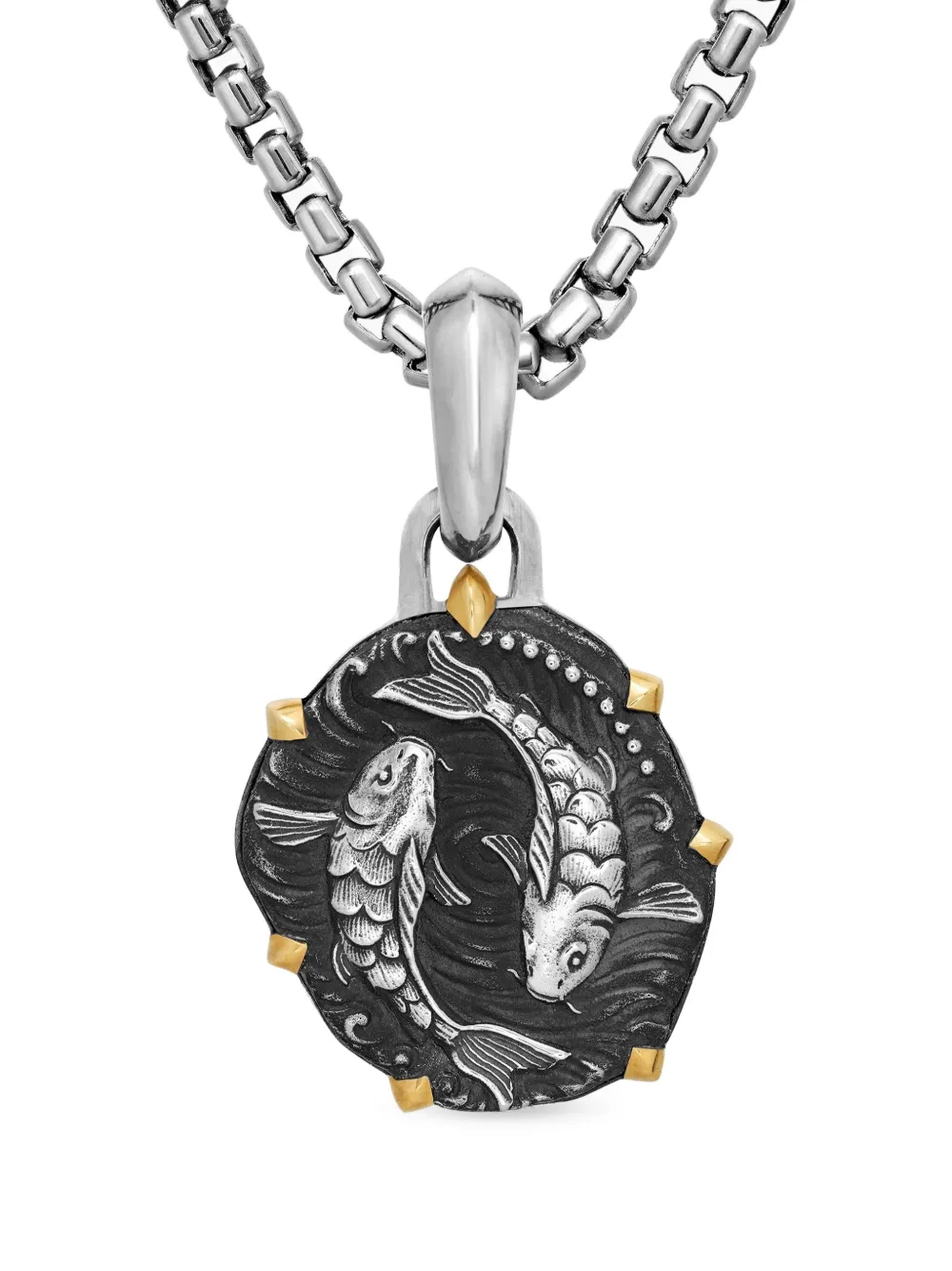 David Yurman Pisces アミュレット 33mm 18Kイエローゴールド&スターリングシルバー - シルバートーン David Yurman Pisces アミュレット 33mm 18Kイエローゴールド&スターリングシルバー - シルバートーン