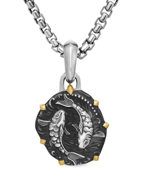 David Yurman 18kt yellow gold and sterling silver Pisces amulet (33mm)
