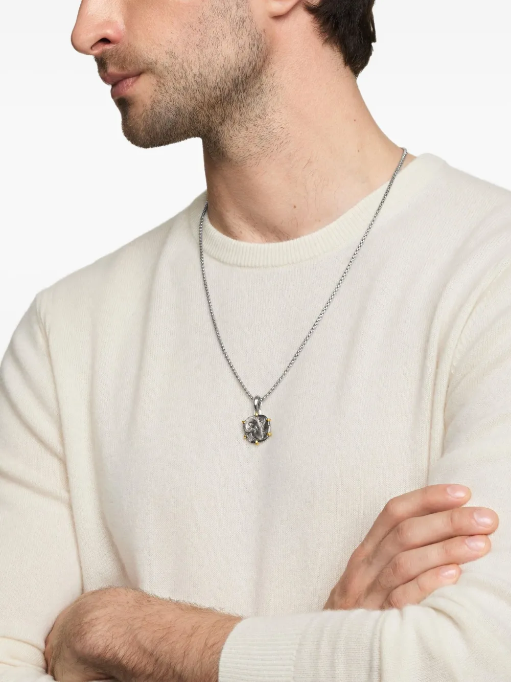 David Yurman Pendente Aries in oro giallo 18kt e argento sterling (33mm) | Image 2