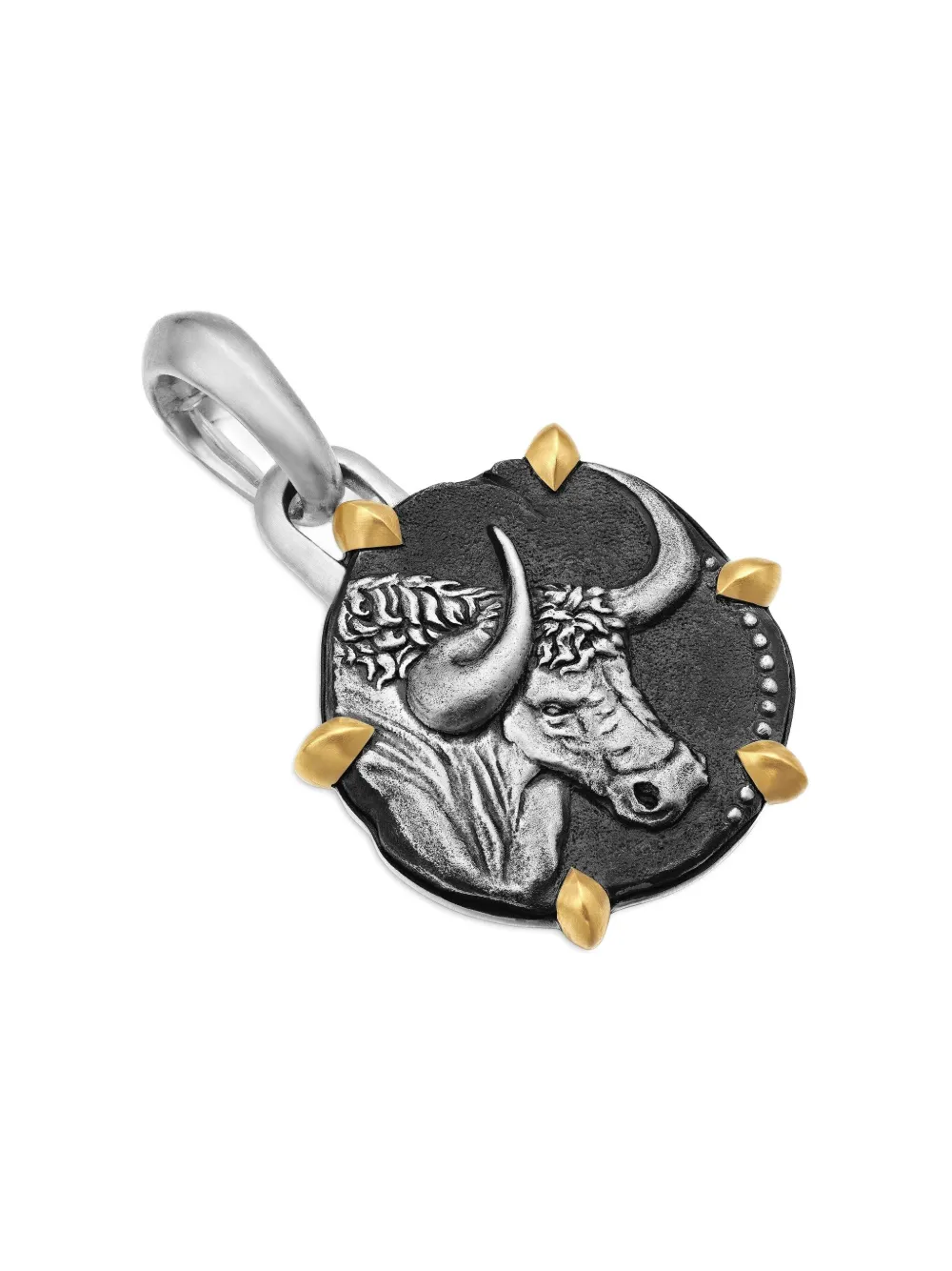 18kt Yellow Gold And Sterling Silver Taurus Amulet (33mm)