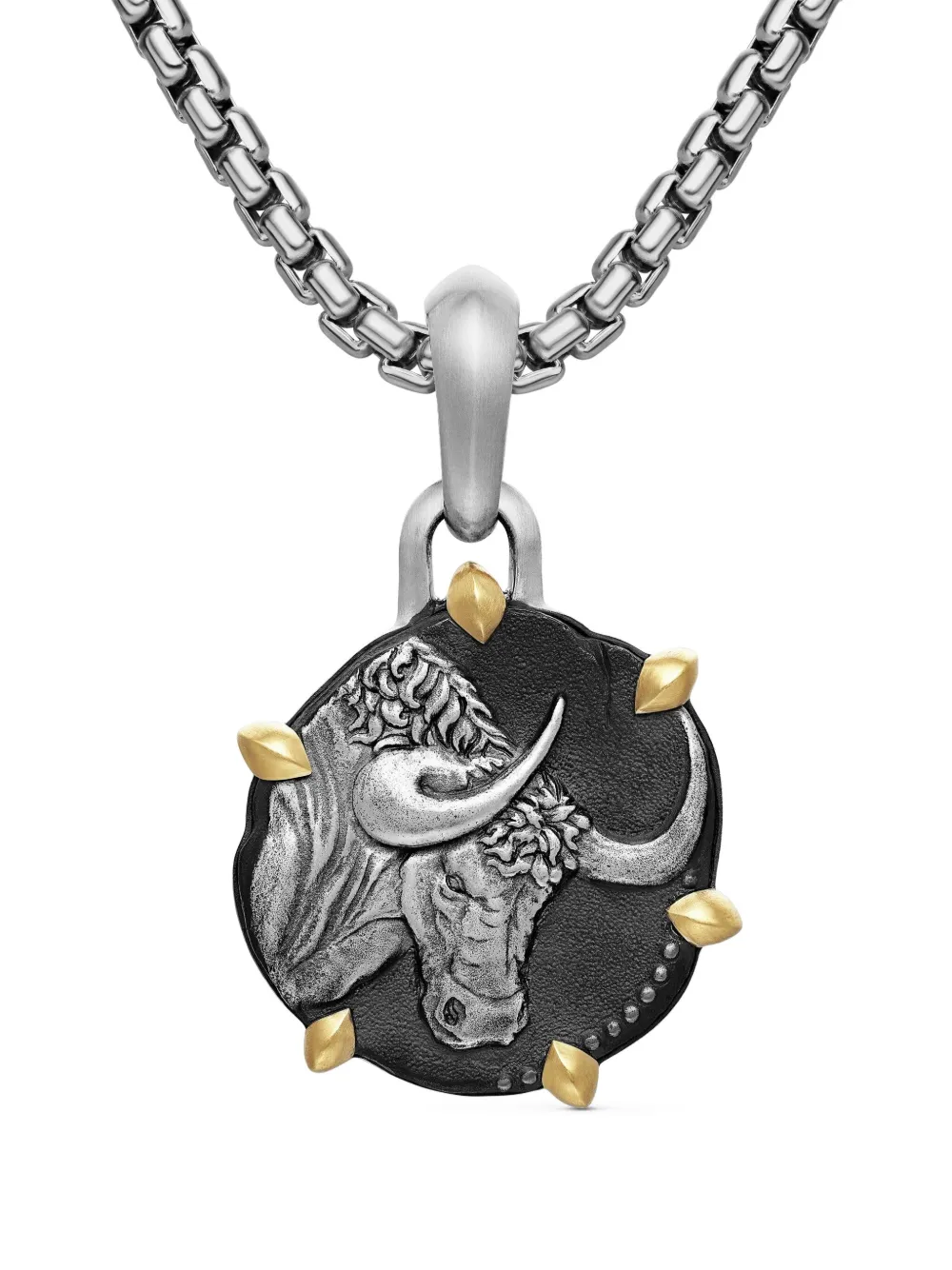 David Yurman Taurus アミュレット 33mm 18Kイエローゴールド&スターリングシルバー - シルバートーン David Yurman Taurus アミュレット 33mm 18Kイエローゴールド&スターリングシルバー - シルバートーン