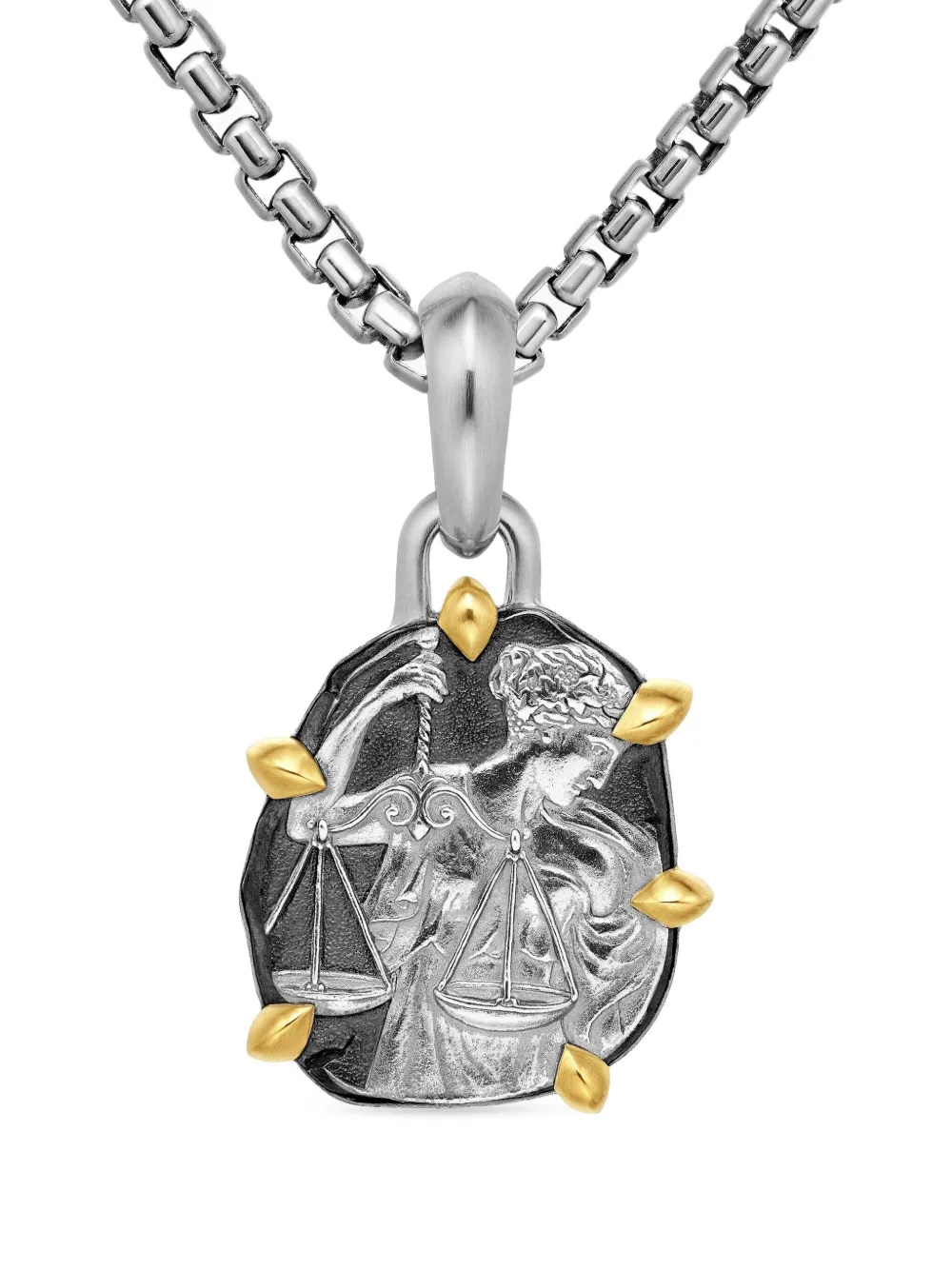 David Yurman Libra アミュレット 33mm 18Kイエローゴールド&スターリングシルバー - シルバートーン David Yurman Libra アミュレット 33mm 18Kイエローゴールド&スターリングシルバー - シルバートーン