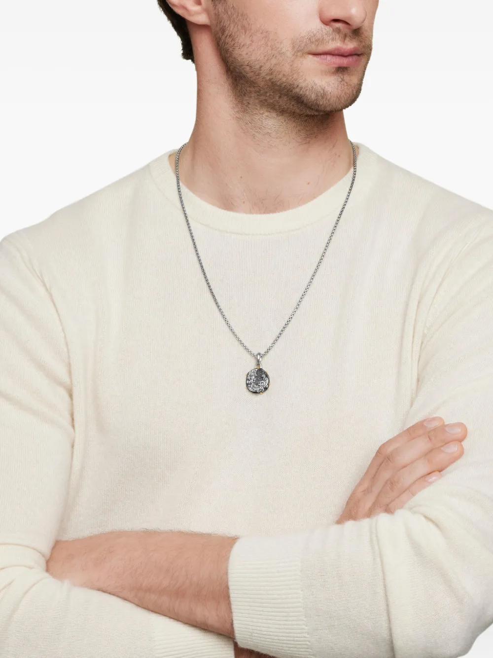 David Yurman 18kt yellow gold and sterling silver Aquarius amulet (33mm) | Image 2