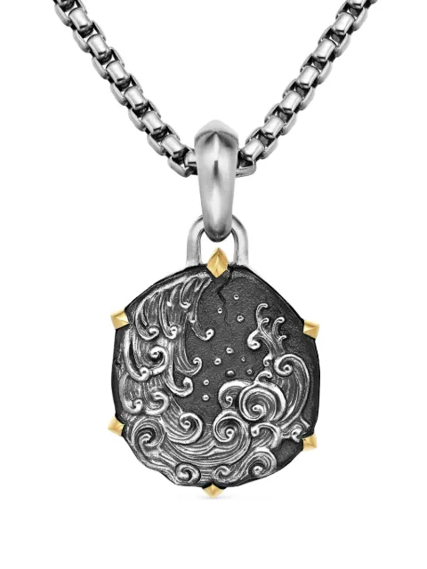David Yurman 18kt yellow gold and sterling silver Aquarius amulet (33mm)