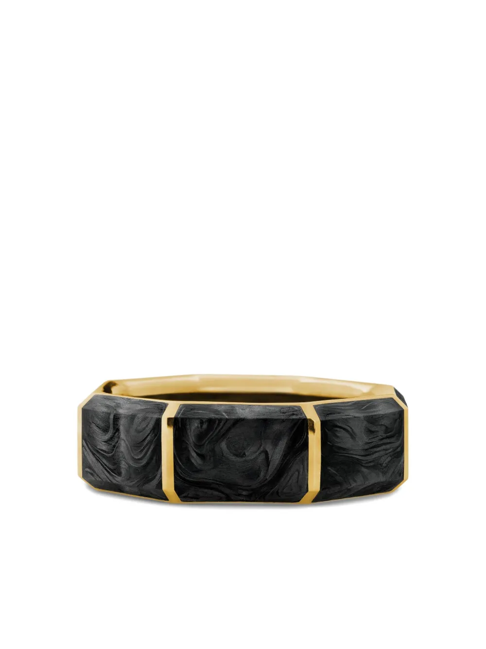 David Yurman 18kt yellow gold Forged Carbon Faceted band ring (8mm) | Black | Image 1
