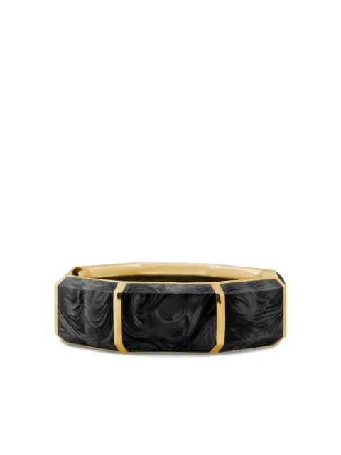 David Yurman 18kt yellow gold Forged Carbon Faceted band ring (8mm)