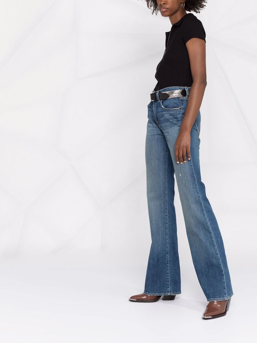 Shop Nili Lotan Flared Denim Jeans In Blau