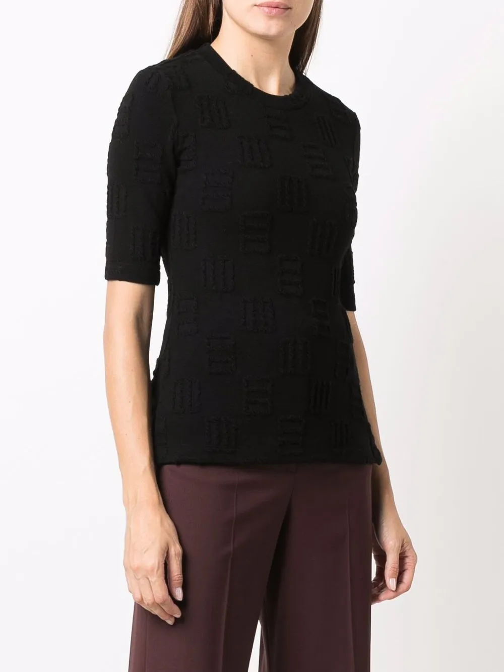 Shop Ambush Monogram-pattern T-shirt In Black