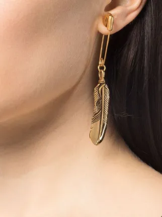 FEATHER CHARM WITH SAFETY PIN GOLD NO C展示图