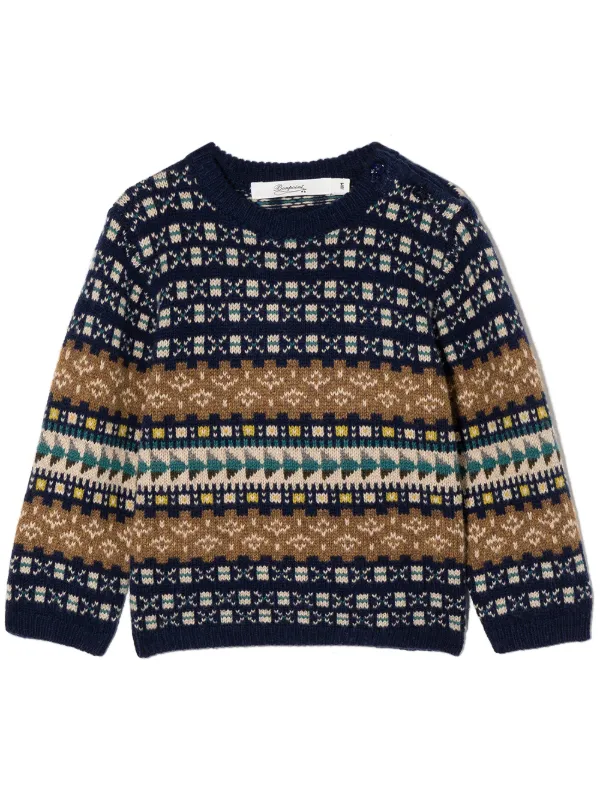 Bonpoint Tiam Geometric-Pattern Jumper - Blue