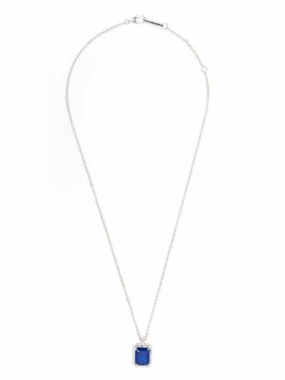 S SQ CUT STONE CHARM NECKLACE PLATINO BL展示图