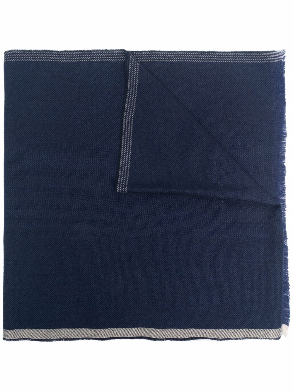 

Brunello Cucinelli contrasting-edge frayed scarf - Blue