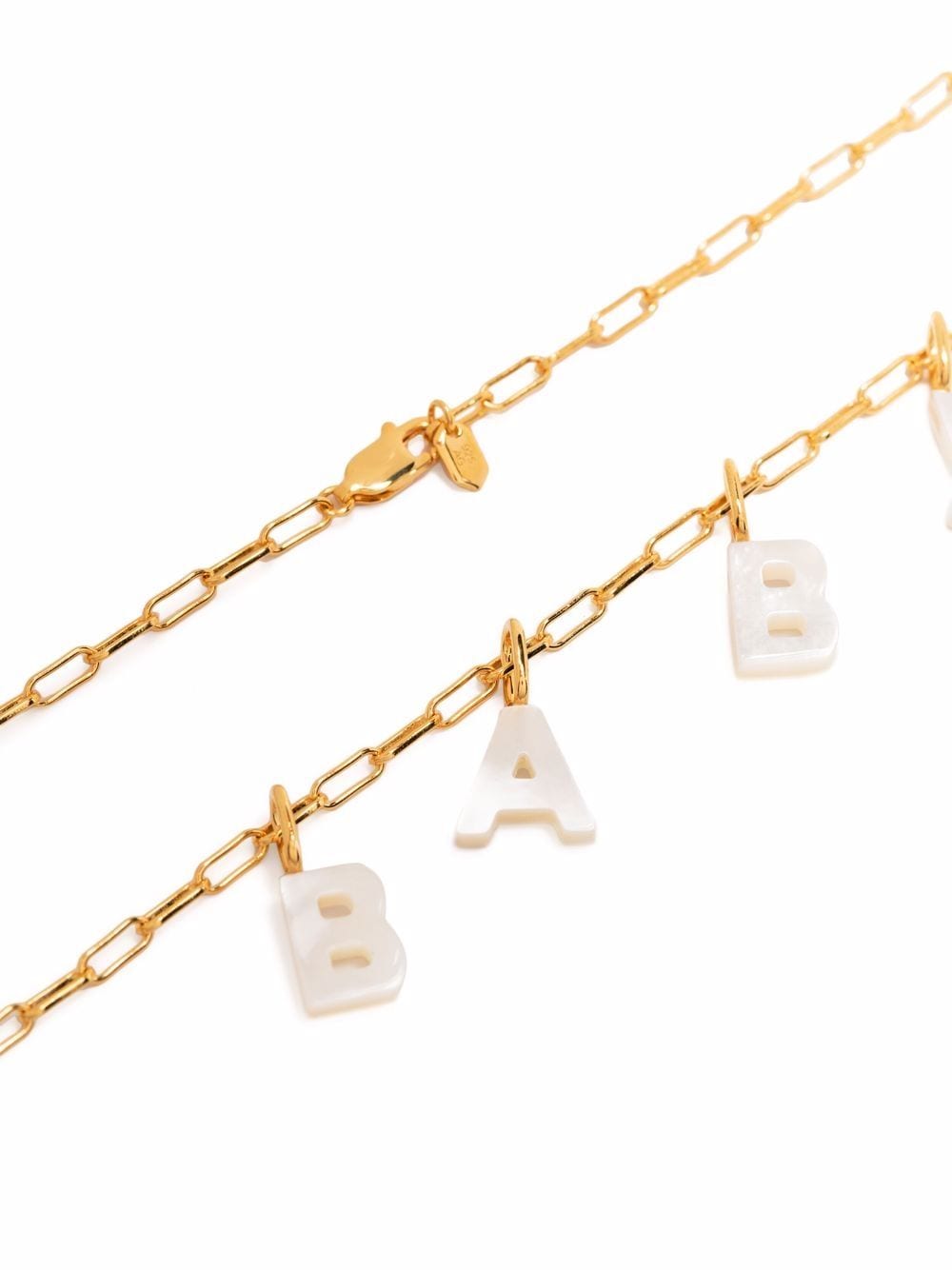 Shop Maria Black Baby Mother-of-pearl Lettering Necklace In Gold