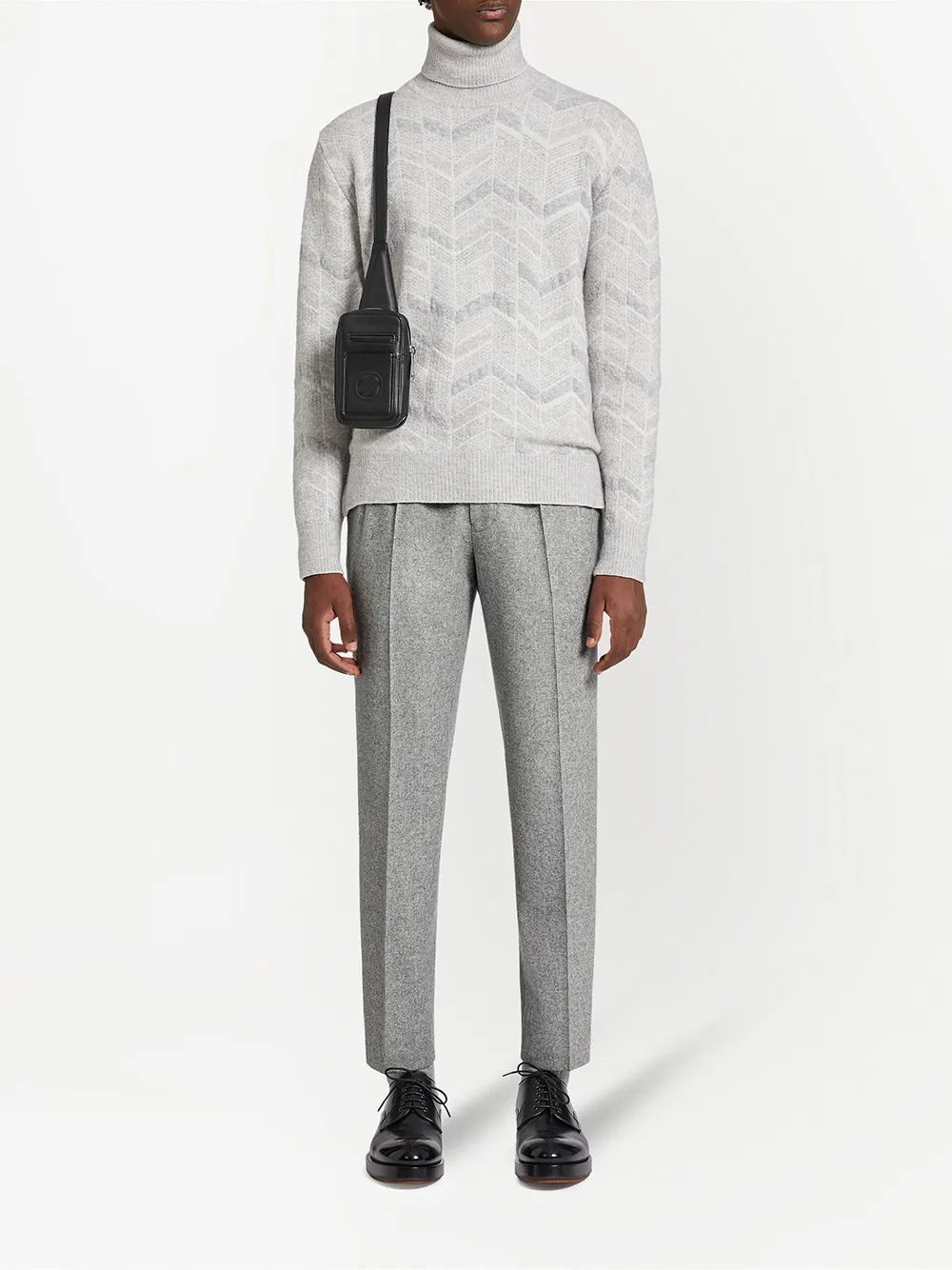 Ermenegildo Zegna Chevron-pattern Jumper In Grey