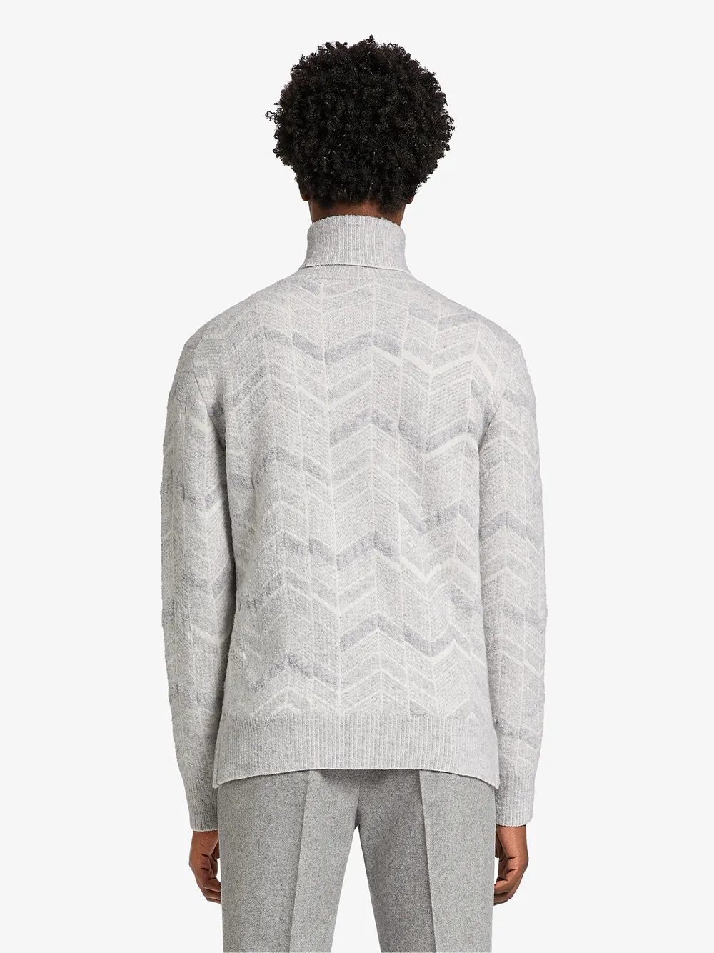 Ermenegildo Zegna Chevron-pattern Jumper In Grey