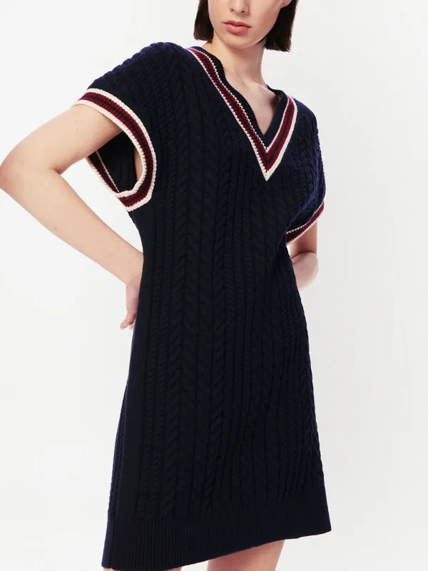 Victoria Victoria Beckham Contrast-Trim Sweater Dress - Blue