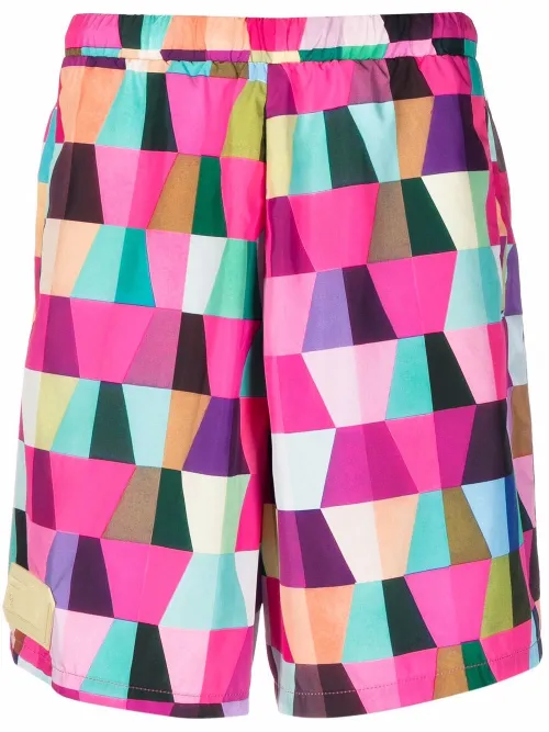 Short de bain à imprimé géométrique - Domenico Formichetti - Modalova