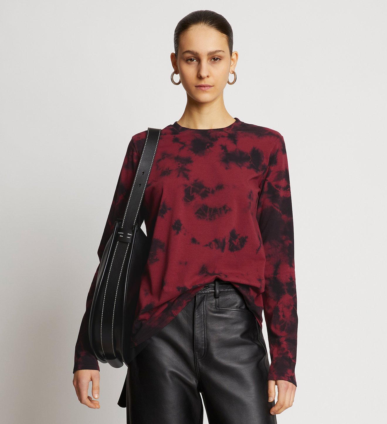 Tie Dye Long Sleeve T-Shirt in red | Proenza Schouler