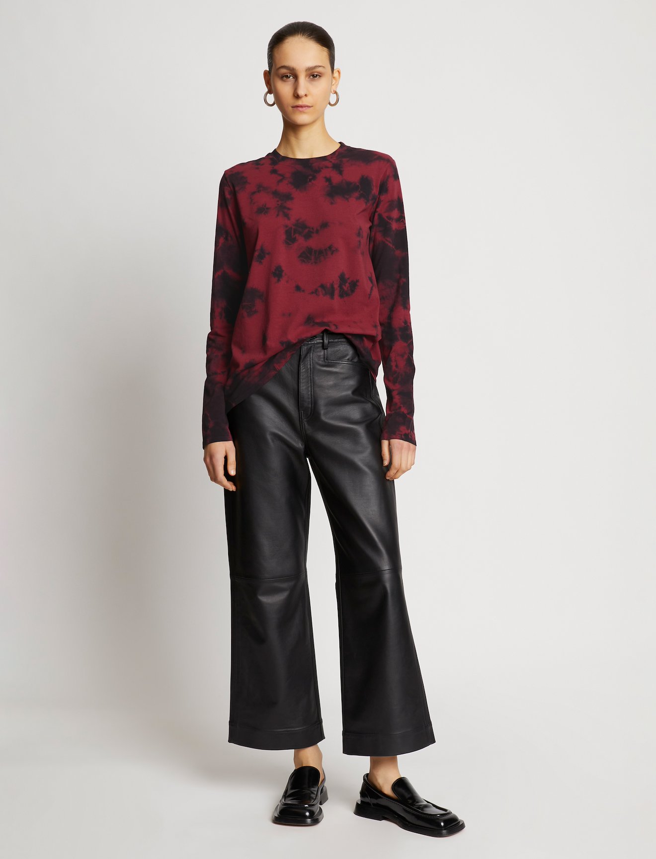 Tie Dye Long Sleeve T-Shirt in red | Proenza Schouler