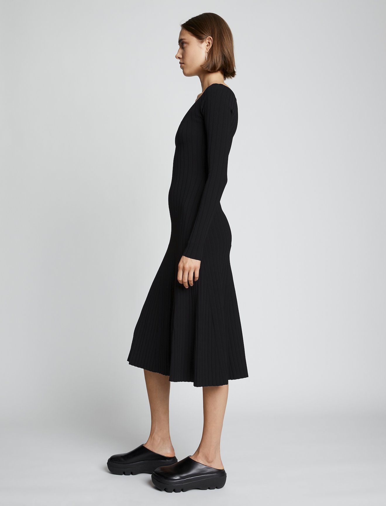 Lightweight Rib Knit V-Neck Dress #1