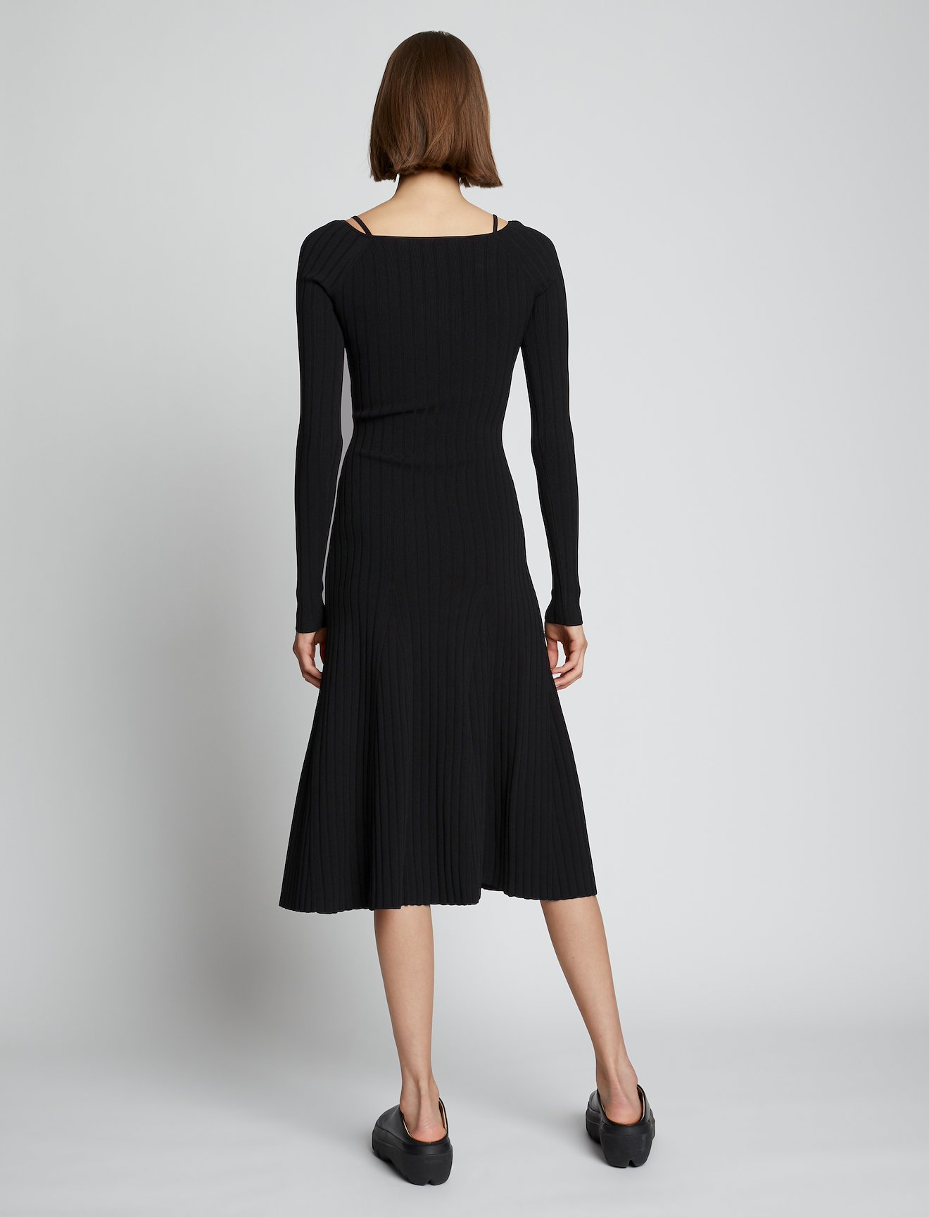 Lightweight Rib Knit V-Neck Dress #2