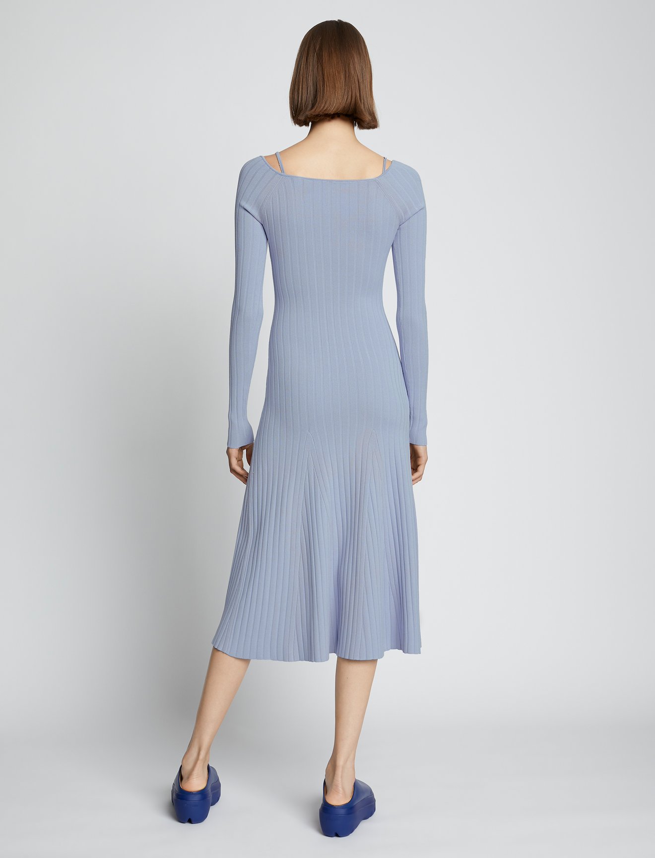 Lightweight Rib Knit V-Neck Dress #2